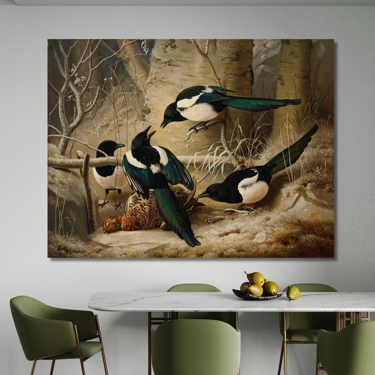 Magpies Round A Dead Female Capercaillie Ferdinand von Wright fvw17 canvas print 