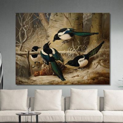 Magpies Round A Dead Female Capercaillie Ferdinand von Wright fvw17 canvas print 