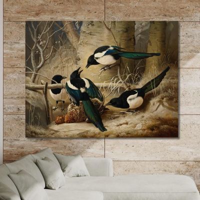 Magpies Round A Dead Female Capercaillie Ferdinand von Wright fvw17 canvas print 