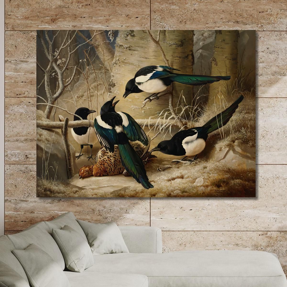Magpies Round A Dead Female Capercaillie Ferdinand von Wright fvw17 canvas print 
