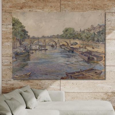 The Seine At Pont Marie In 1899 1St Arrondissement Frédéric Houbron fhb18 canvas print 