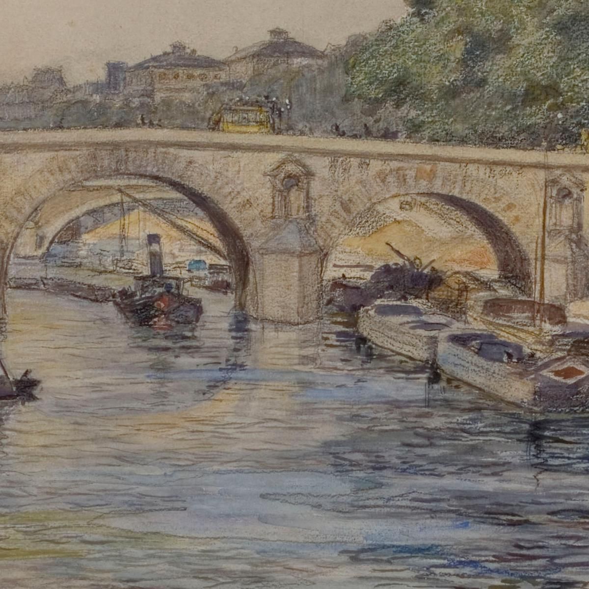 The Seine At Pont Marie In 1899 1St Arrondissement Frédéric Houbron fhb18 canvas print