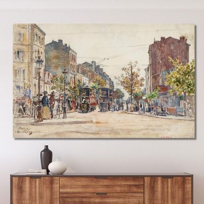 Double-Decker Trams On An Avenue In Paris In 1901 Frédéric Houbron fhb37 canvas print 