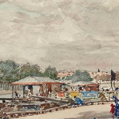 Construction Works Of The Pont Alexandre Iii Cour De La Reine Seen From Quai D'Orsay Frédéric Houbron fhb38 canvas print