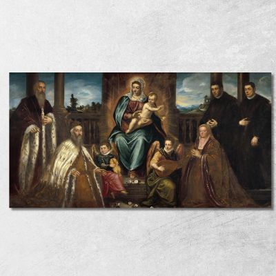 Doge Alvise Mocenigo And Family Before The Madonna And Child Jacopo Tintoretto jtn6 canvas print 