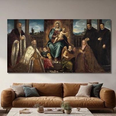 Doge Alvise Mocenigo And Family Before The Madonna And Child Jacopo Tintoretto jtn6 canvas print 