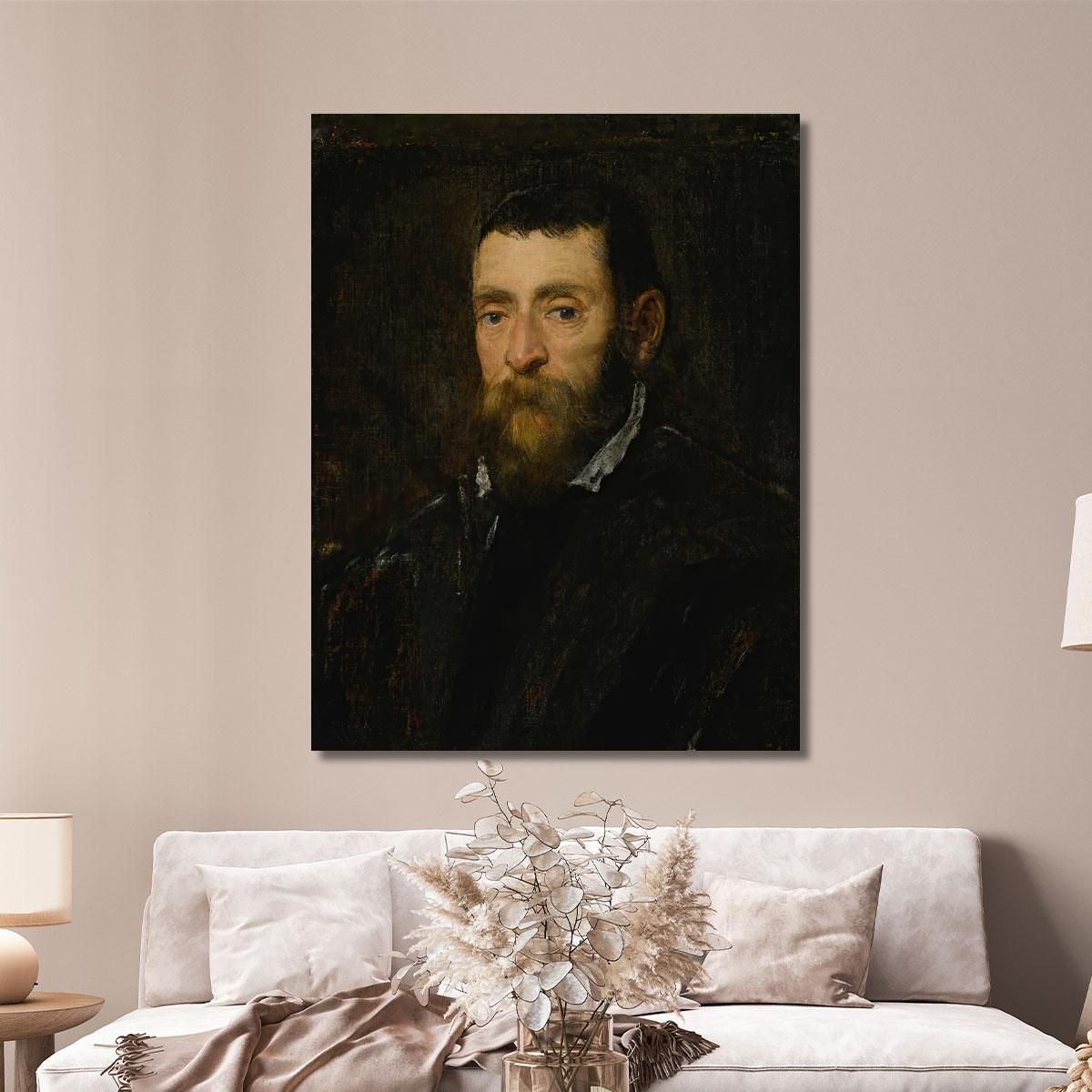 Portrait Of A Bearded Man Possibly Prince Antonio Di Santacroce Of Rome Jacopo Tintoretto jtn17 canvas print 