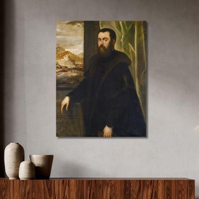 Portrait Of A Man With A Landscape View Jacopo Tintoretto jtn20 canvas print 