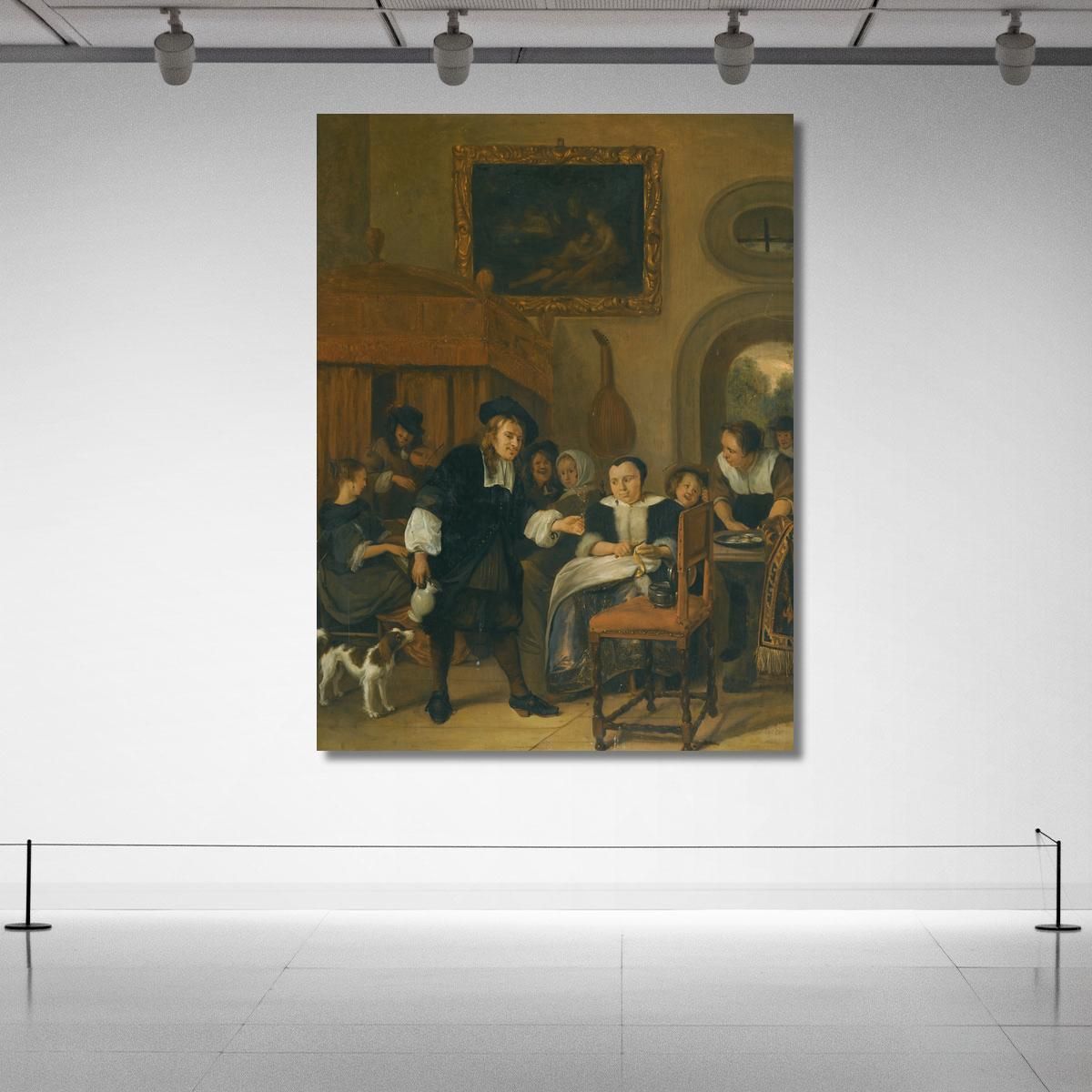 A Gentleman Offering A Lady A Glass Of Wine With A Couple Making Music And Other Townsfolk In An Interior Jan Steen jsn3 canvas