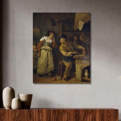 A Goldsmith Melting Down A Woman'S Jewellery In The Presence Of A Notary The Alchemist' Jan Steen jsn4 canvas print 