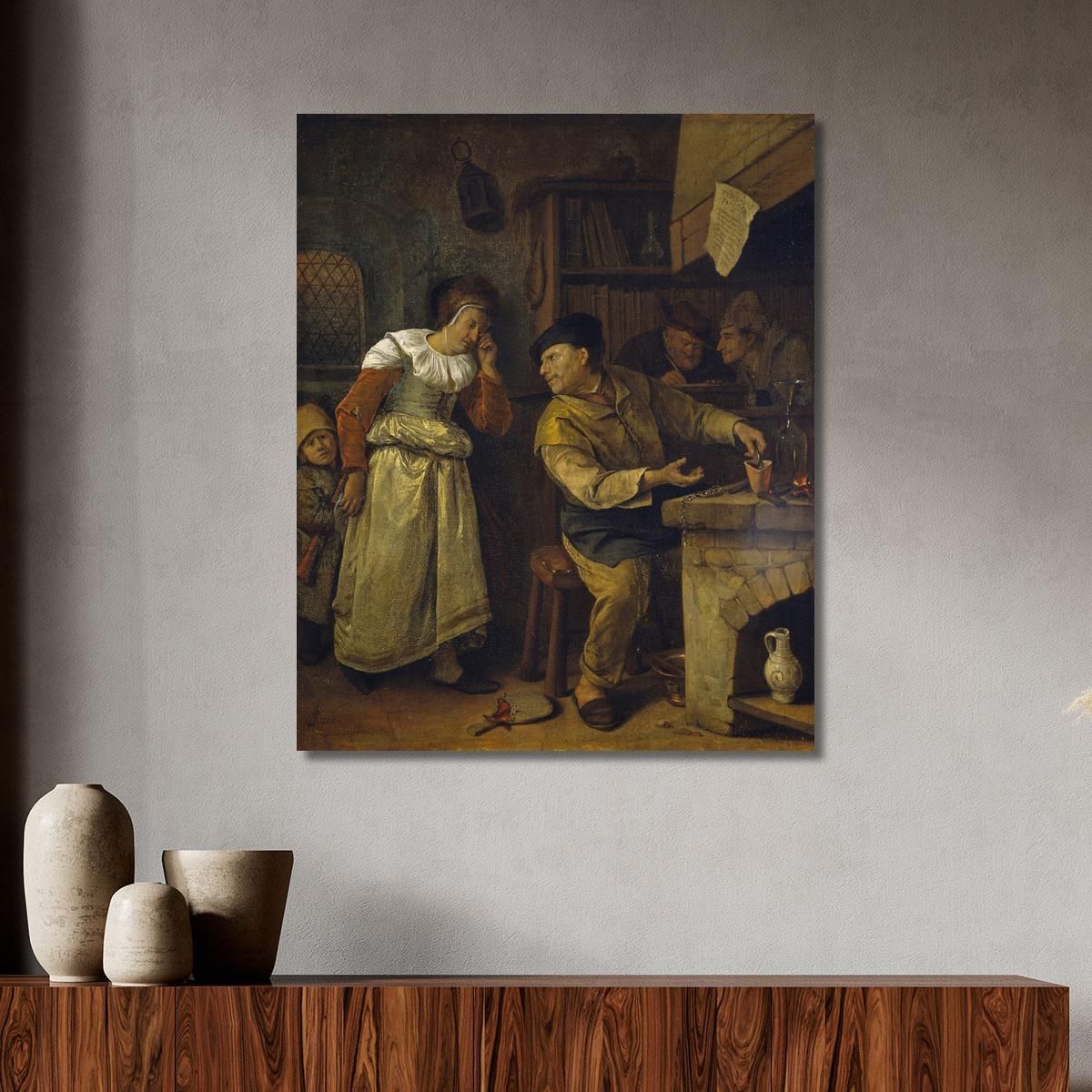 A Goldsmith Melting Down A Woman'S Jewellery In The Presence Of A Notary The Alchemist' Jan Steen jsn4 canvas print 