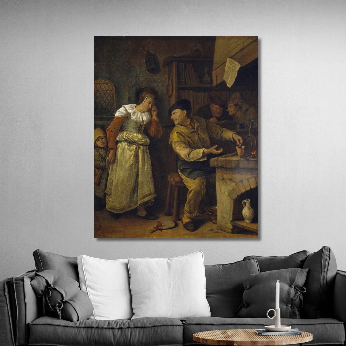 A Goldsmith Melting Down A Woman'S Jewellery In The Presence Of A Notary The Alchemist' Jan Steen jsn4 canvas print 