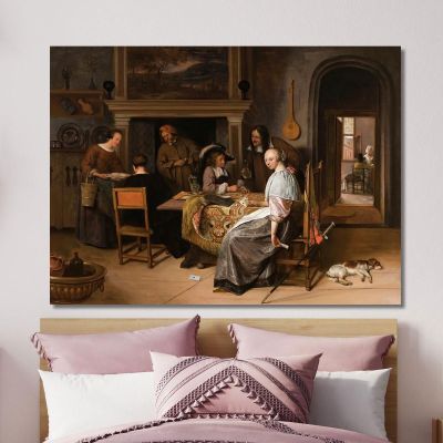 An Elegant Company In An Interior With Figures Playing Cards At A Table Jan Steen jsn15 canvas print 