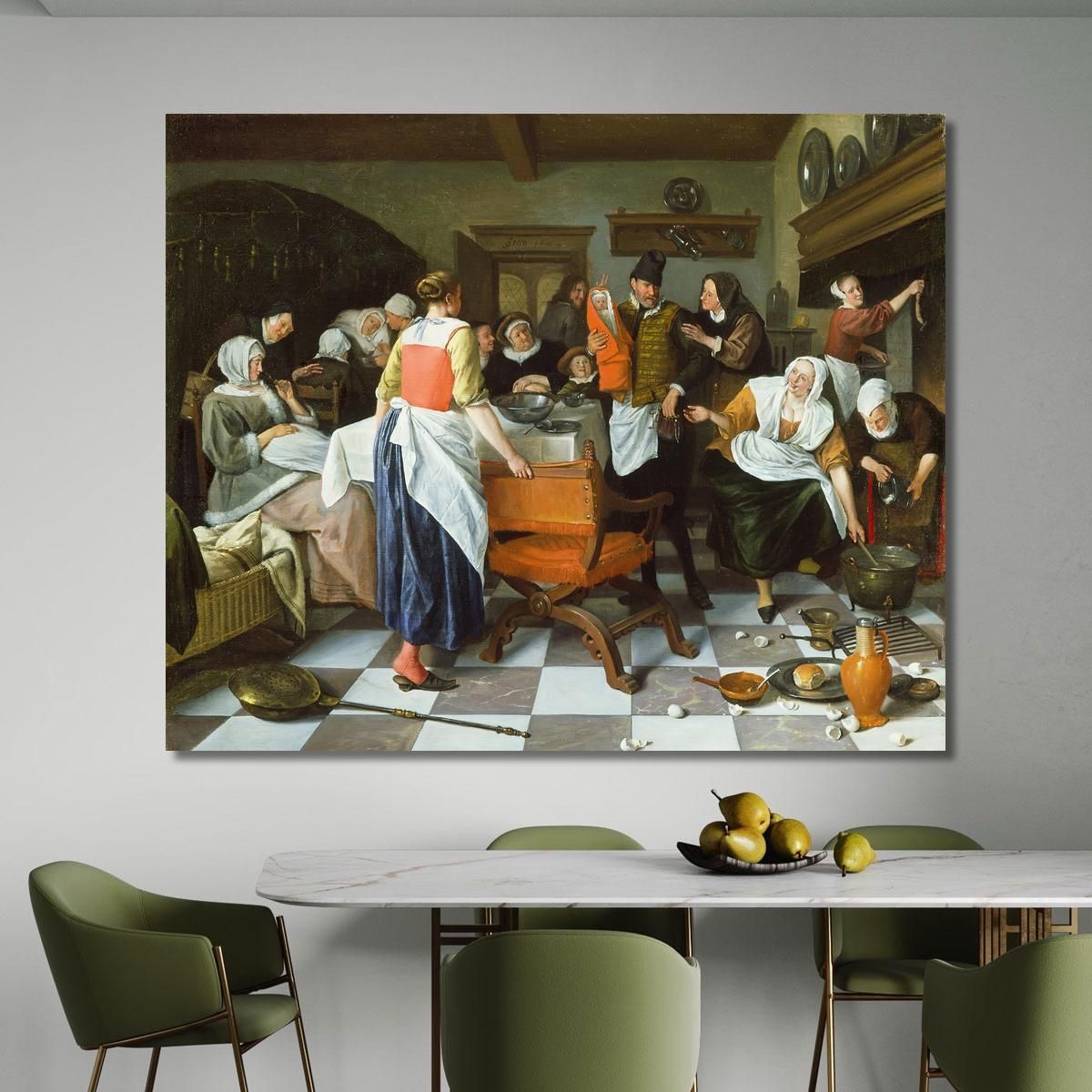 Celebrating The Birth Jan Steen jsn20 canvas print 