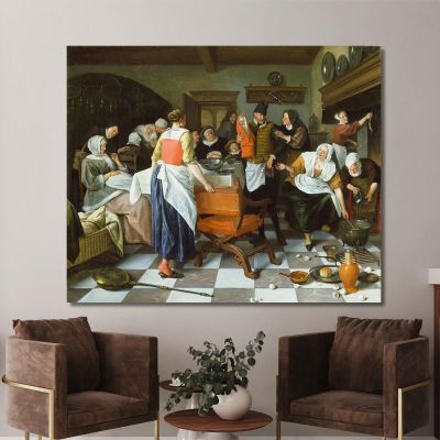 Celebrating The Birth Jan Steen jsn20 canvas print 