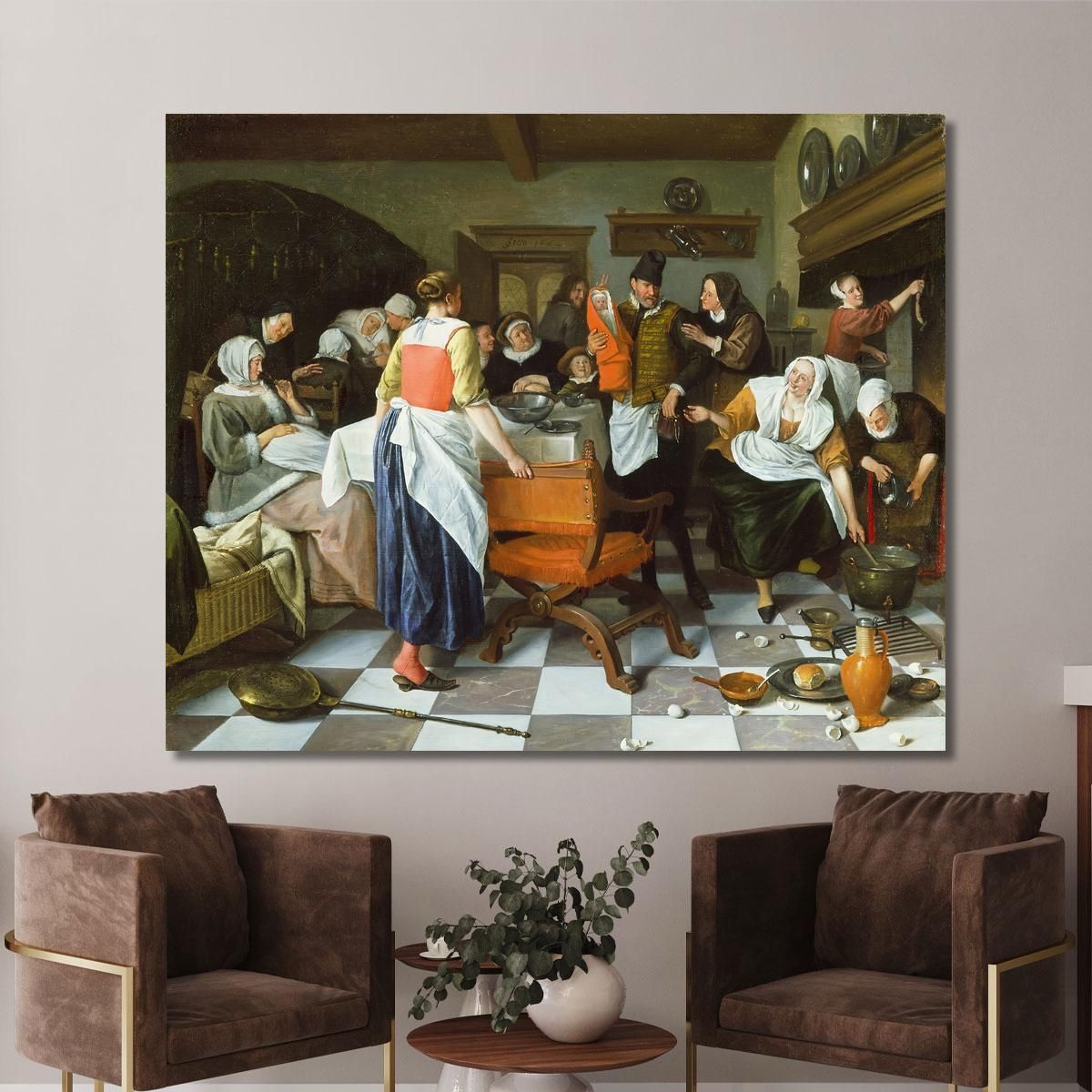 Celebrating The Birth Jan Steen jsn20 canvas print 