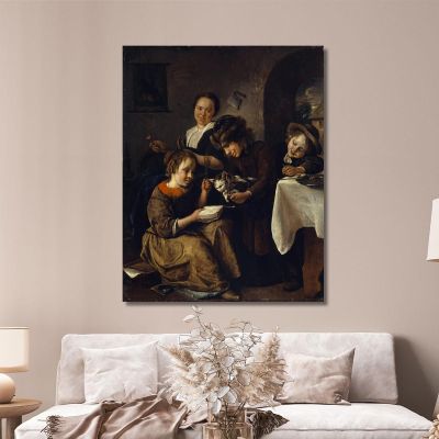 Children Teaching A Cat To Read Jan Steen jsn21 canvas print 