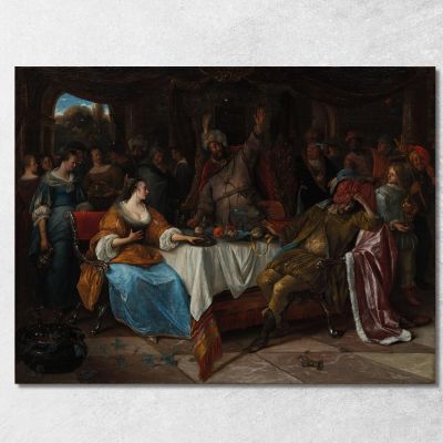 Esther Ahasuerus And Haman Jan Steen jsn25 canvas print 