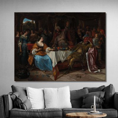 Esther Ahasuerus And Haman Jan Steen jsn25 canvas print 