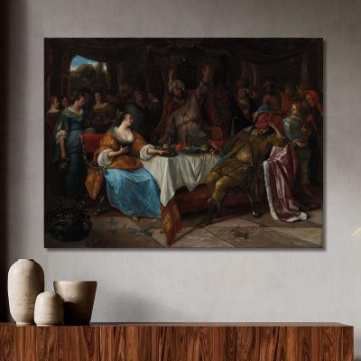 Esther Ahasuerus And Haman Jan Steen jsn25 canvas print 