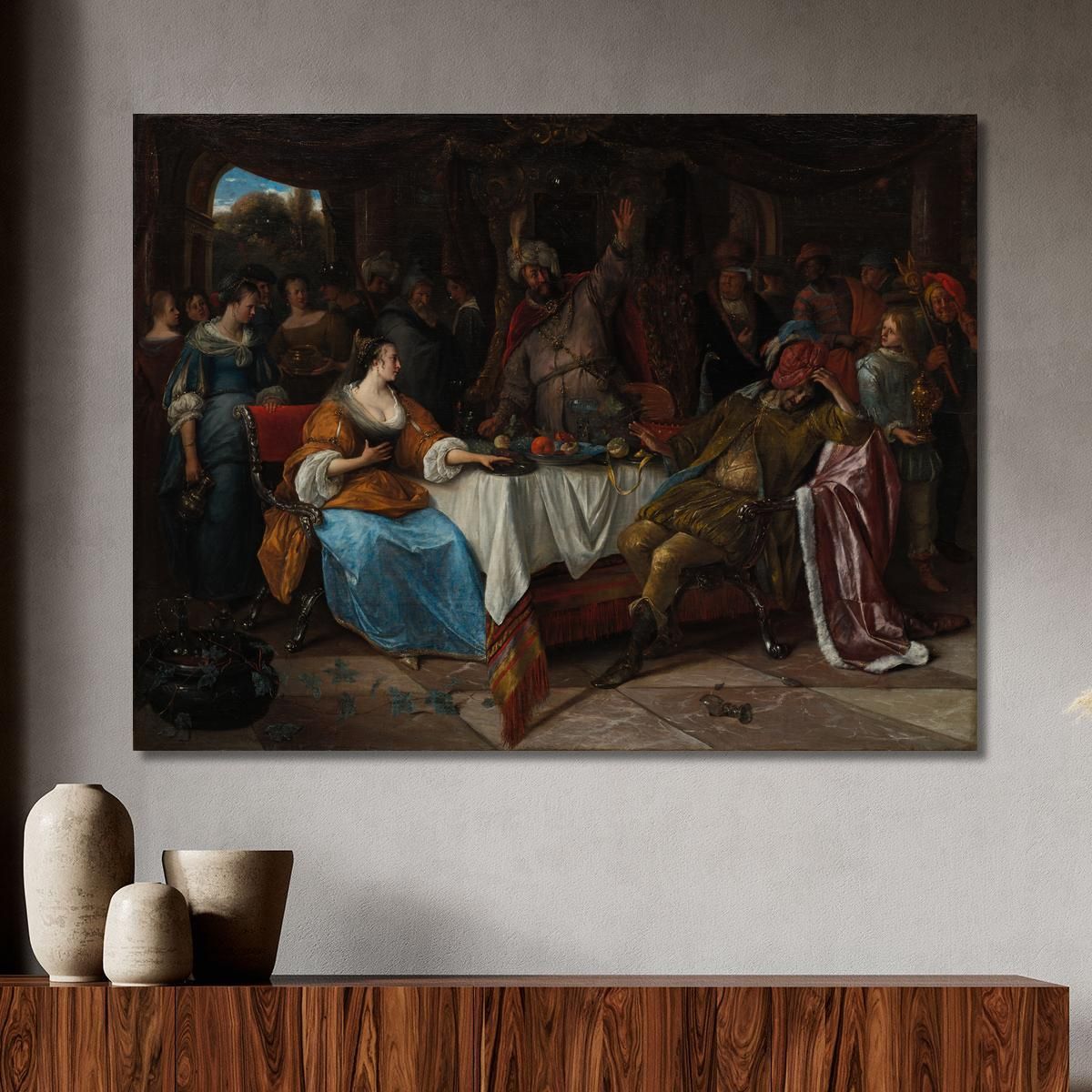 Esther Ahasuerus And Haman Jan Steen jsn25 canvas print 
