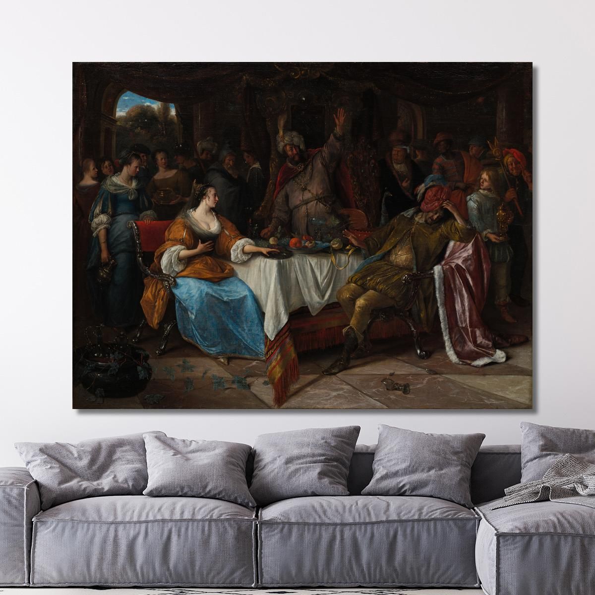 Esther Ahasuerus And Haman Jan Steen jsn25 canvas print 