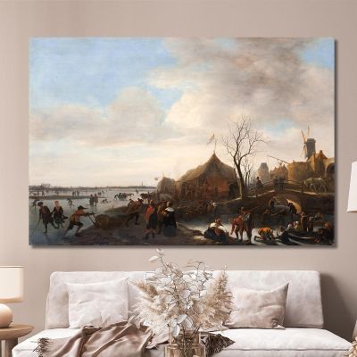 Winter Scene Jan Steen, jsn85 ภาพพิมพ์บนผ้าใบแคนวาส