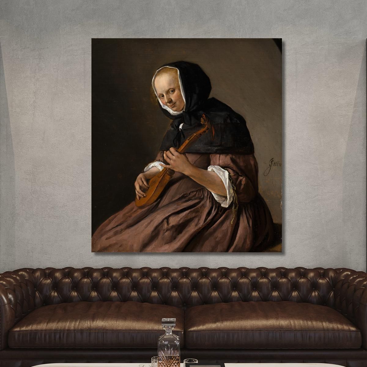 Woman Playing The Cittern Jan Steen jsn87 canvas print 