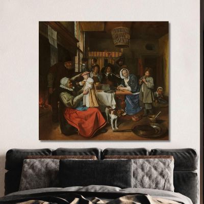 As The Old Singso Pipe The Young' Jan Steen, jsn89 ภาพพิมพ์บนผ้าใบแคนวาส