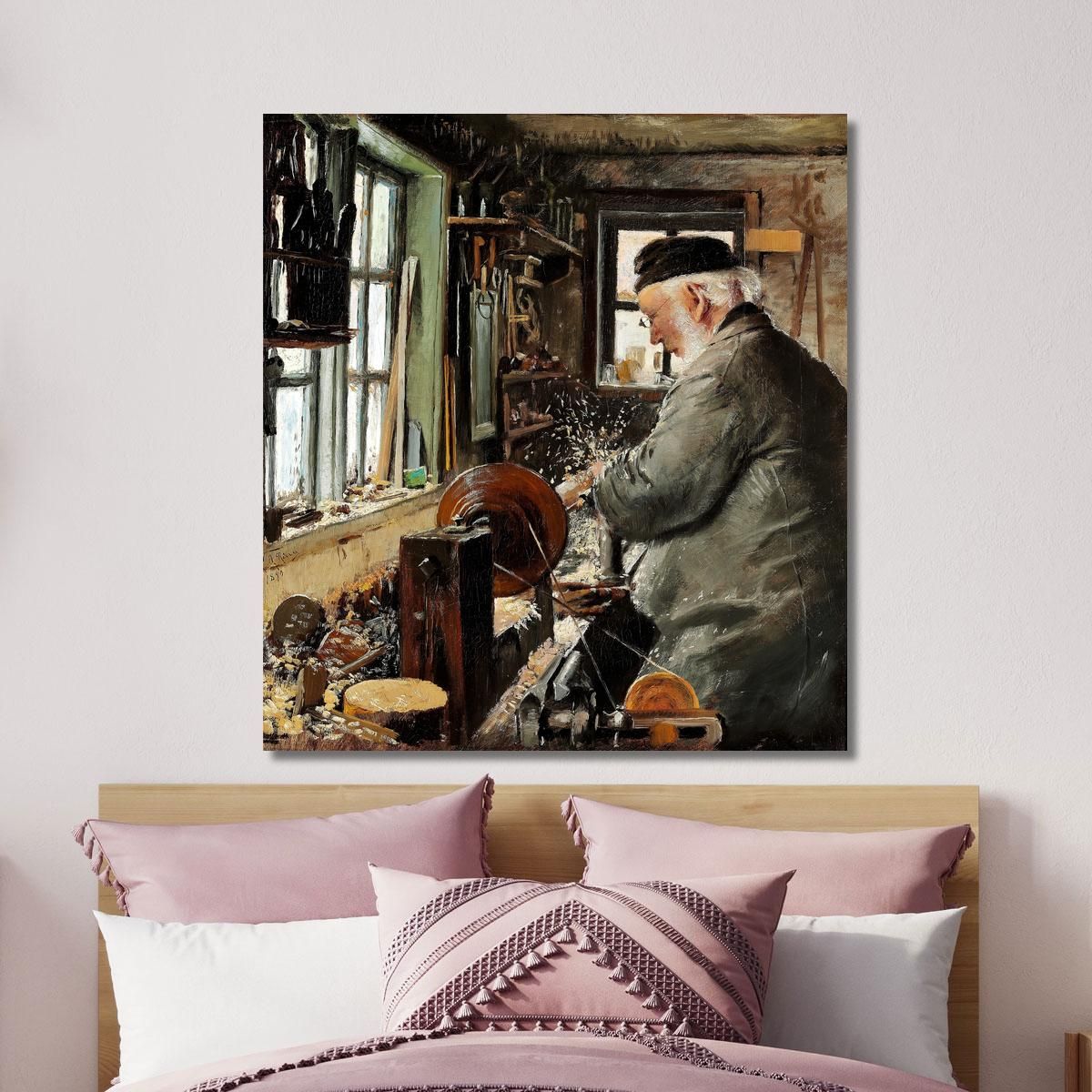 A Turner At His Lathe Laurits Andersen Ring lar9 canvas print 