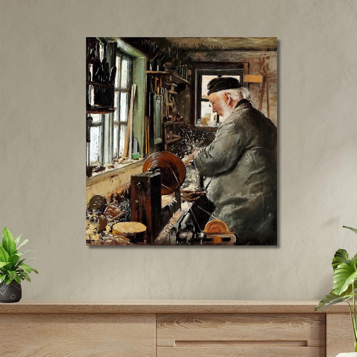 A Turner At His Lathe Laurits Andersen Ring lar9 canvas print 