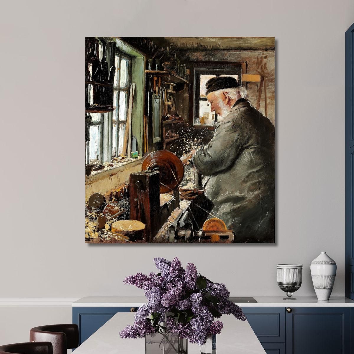 A Turner At His Lathe Laurits Andersen Ring lar9 canvas print 