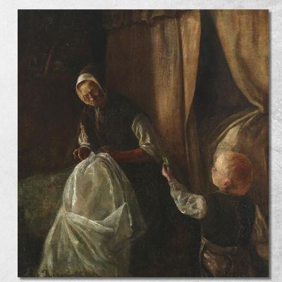 A Boy Offers His Grandmother A Green Pea Laurits Andersen Ring lar11 canvas print