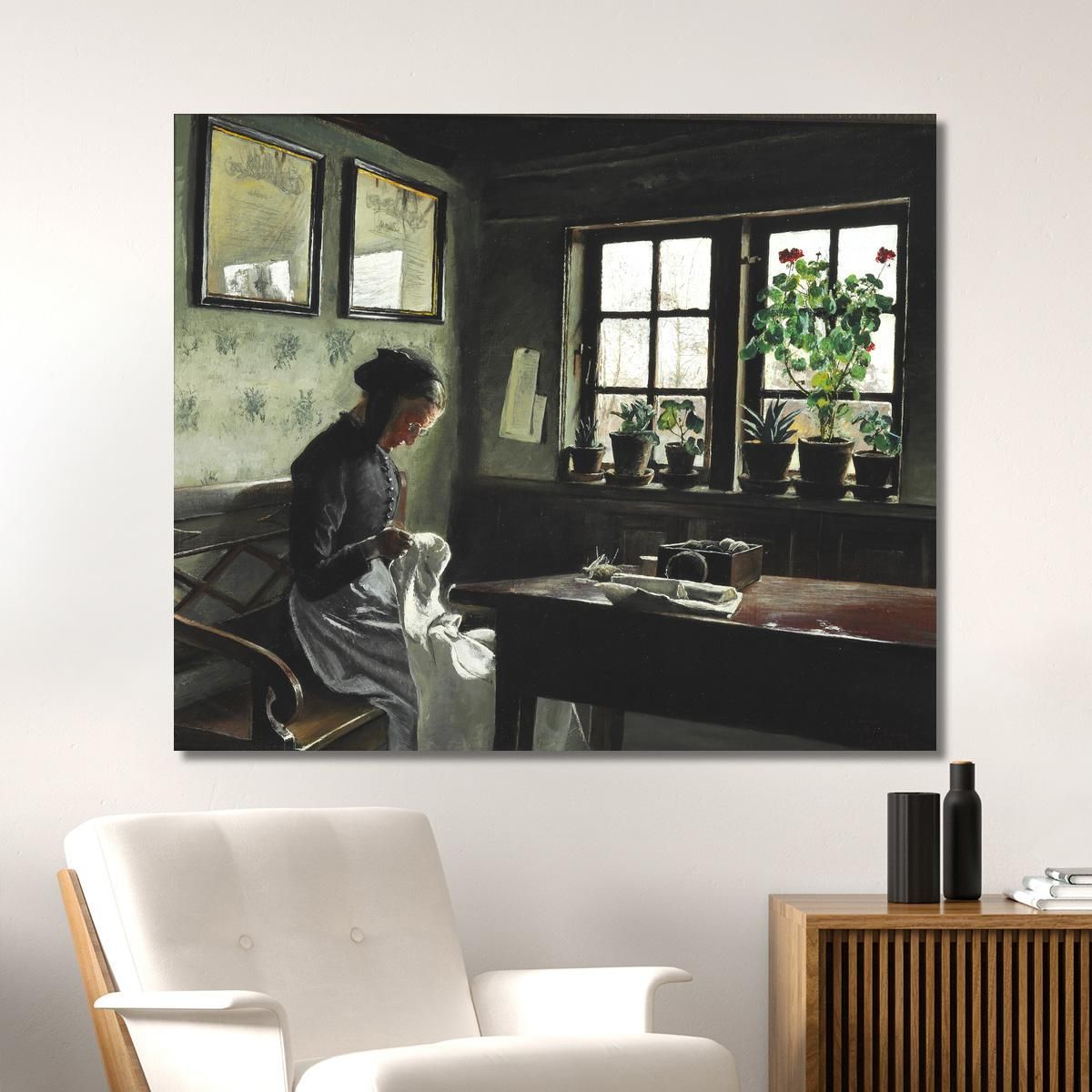 Interior With Sewing Wife Laurits Andersen Ring lar22 canvas print 