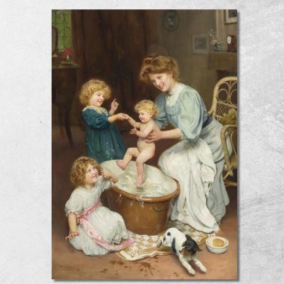 Baby'S Bath Time Arthur John Elsley aje5 canvas print 