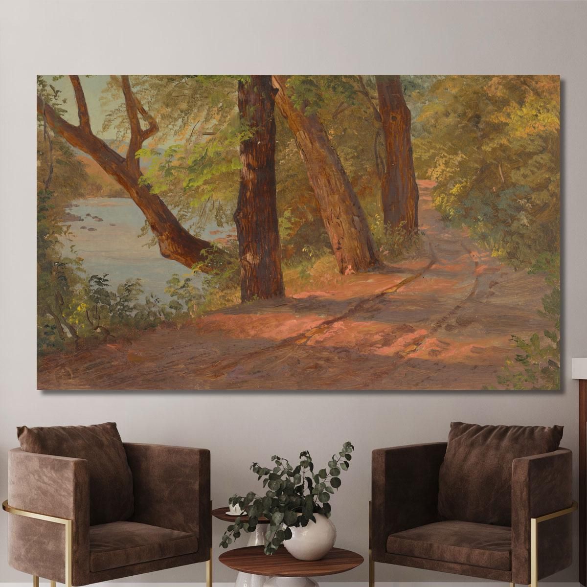 Landscape From North American Road By A Lake Frederic Edwin Church fec32 canvas print 