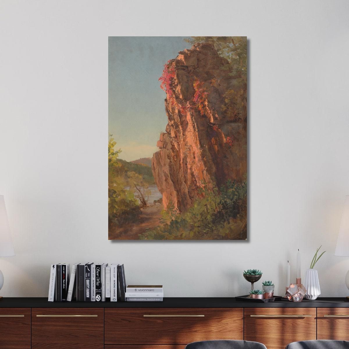 Landscape With Large Rock Possibly North Carolina Frederic Edwin Church fec36 canvas print 