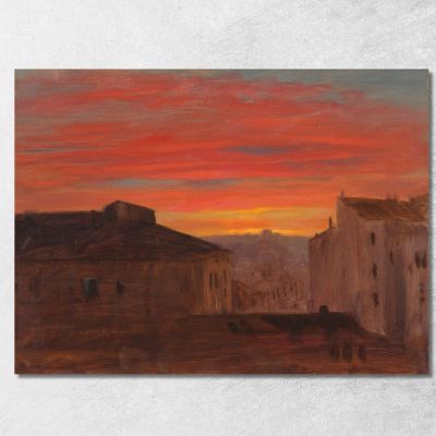 Rooftops At Sunset From The Pincio Rome Frederic Edwin Church fec72 canvas print 