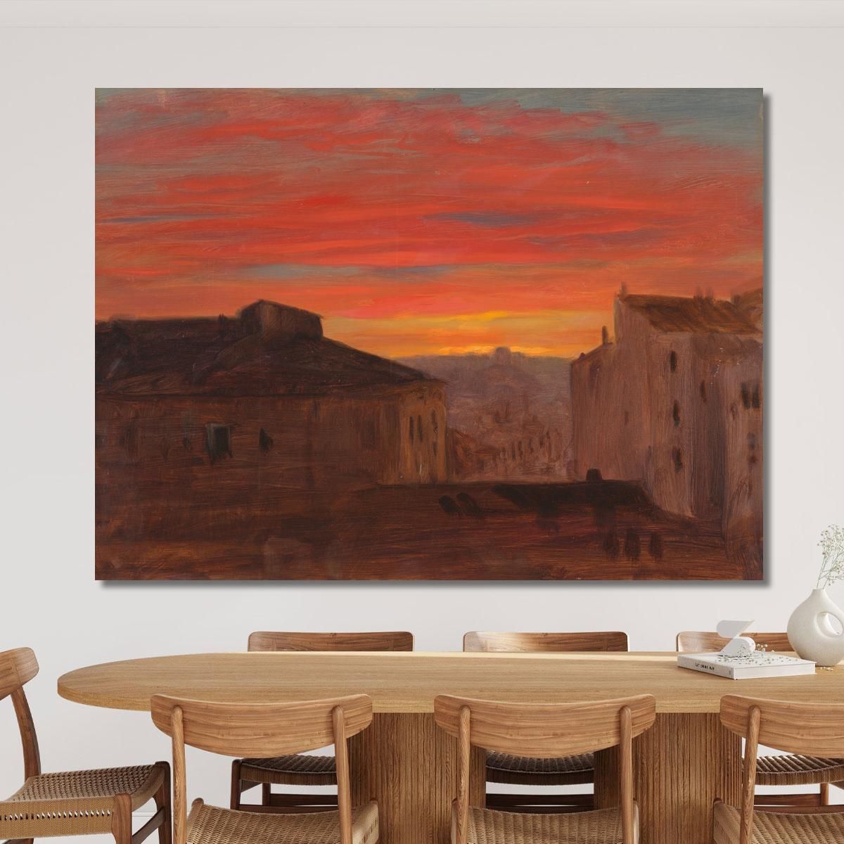 Rooftops At Sunset From The Pincio Rome Frederic Edwin Church fec72 canvas print 