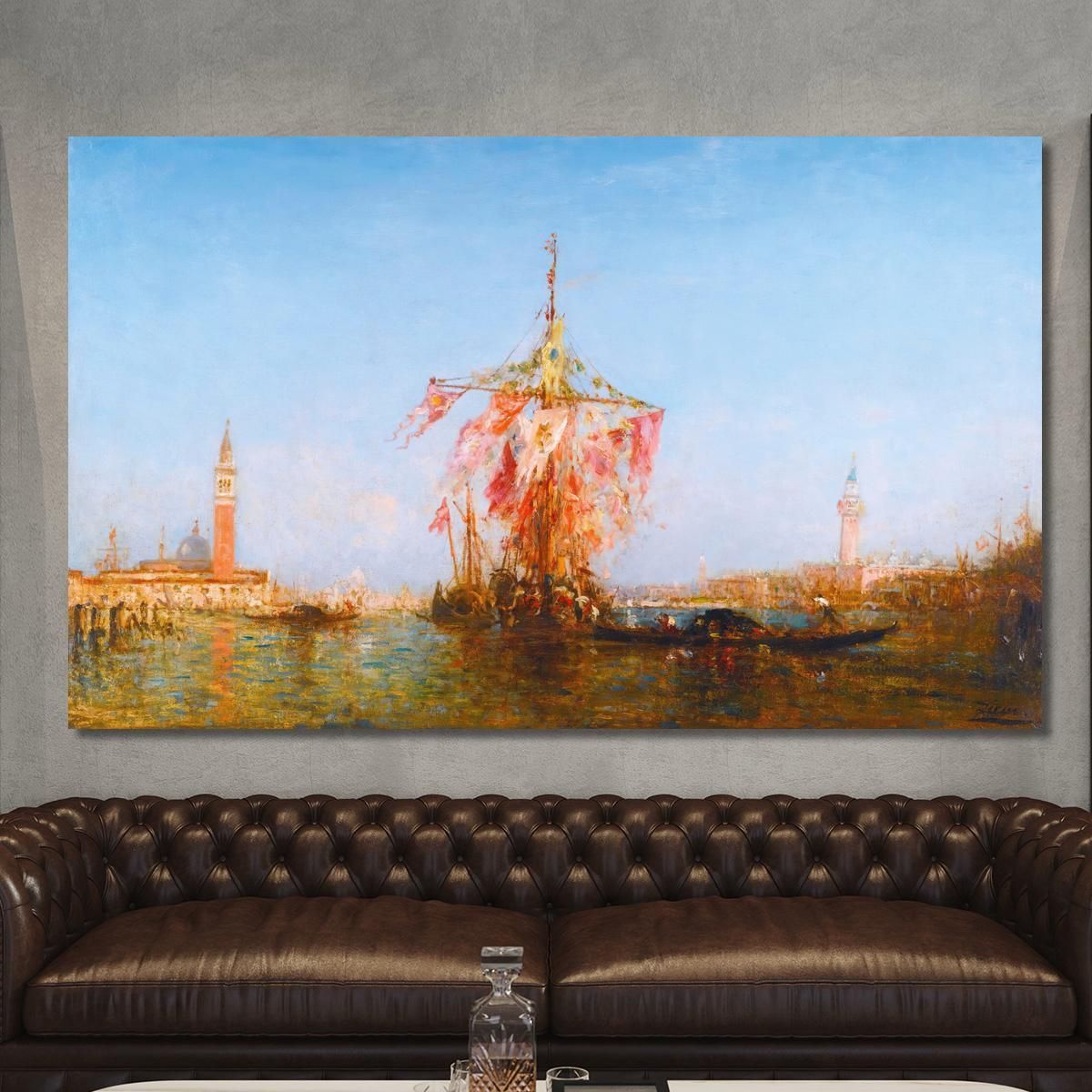 Decorated Boat On The Basin Venice Félix Ziem fzm6 canvas print 