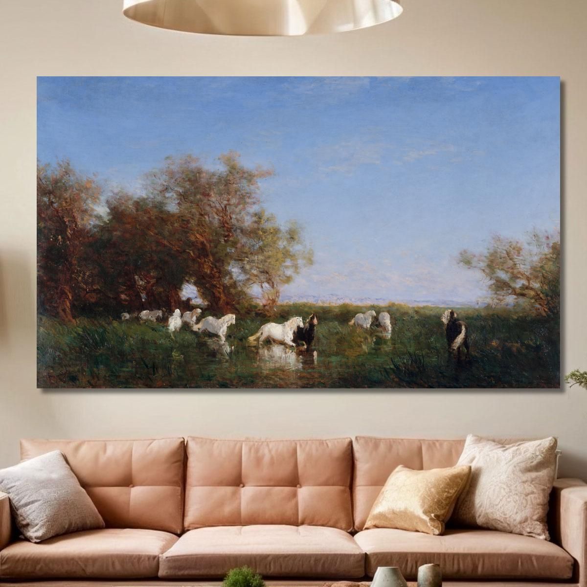 Wild Horses In Camargue Félix Ziem fzm16 canvas print 