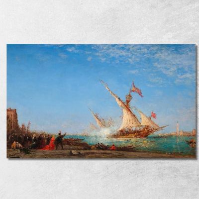 Cannon Fire In Venice On A Festival Day Félix Ziem fzm25 canvas print 