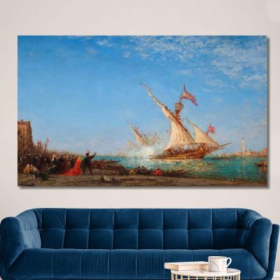 Cannon Fire In Venice On A Festival Day Félix Ziem fzm25 canvas print 