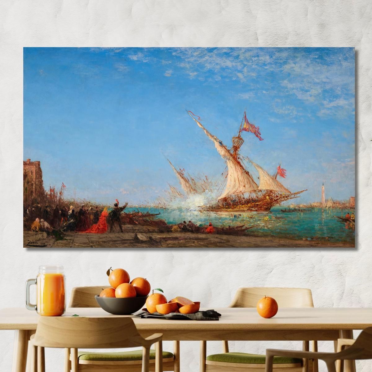 Cannon Fire In Venice On A Festival Day Félix Ziem fzm25 canvas print 