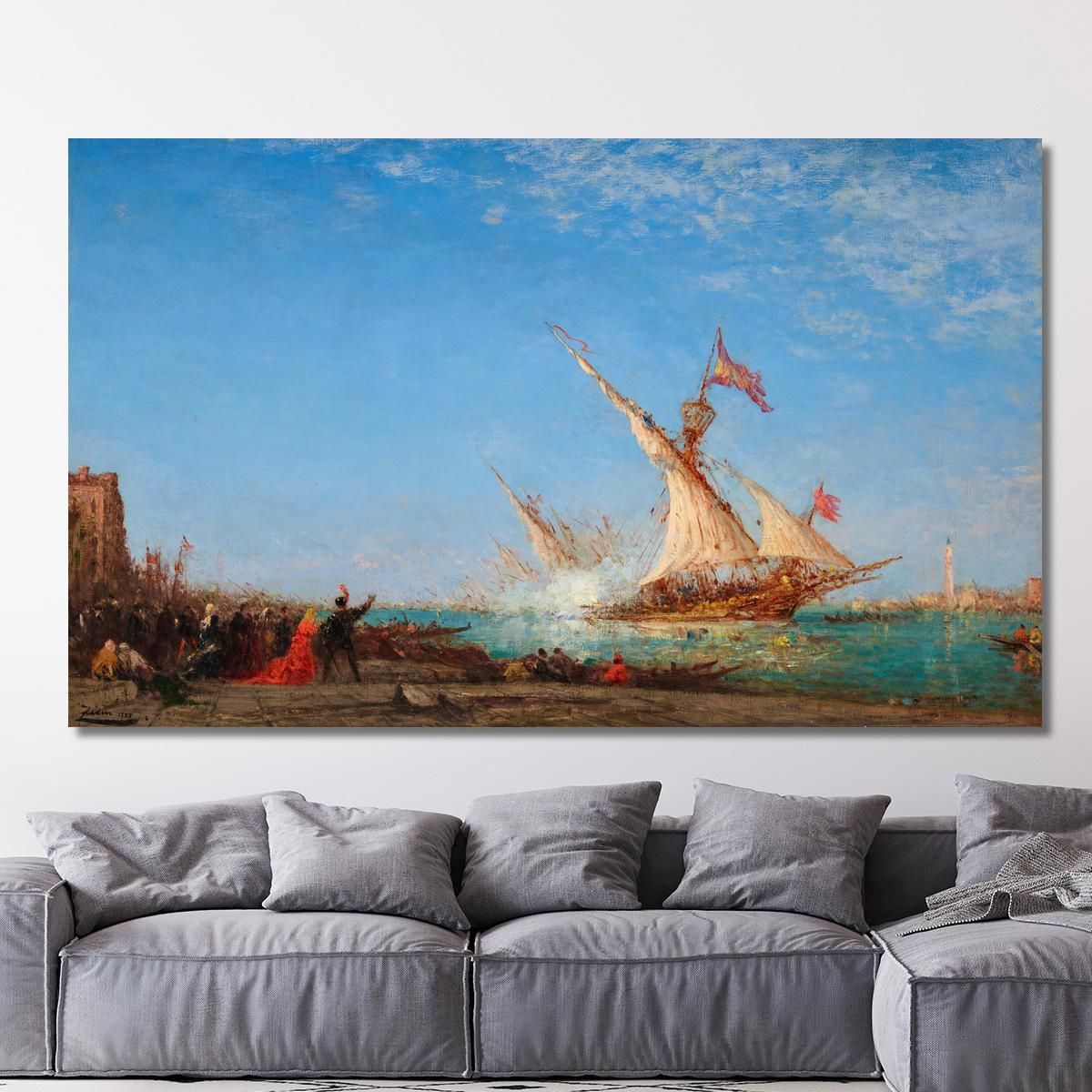 Cannon Fire In Venice On A Festival Day Félix Ziem fzm25 canvas print 