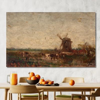 Holland The Windmill Félix Ziem fzm44 canvas print 