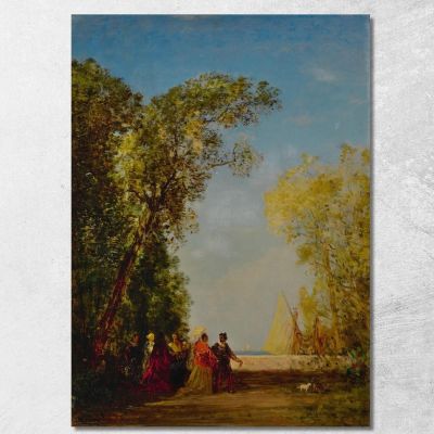 Interior Of A Garden In Venice Félix Ziem fzm47 canvas print 