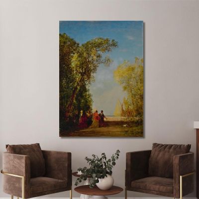 Interior Of A Garden In Venice Félix Ziem fzm47 canvas print 