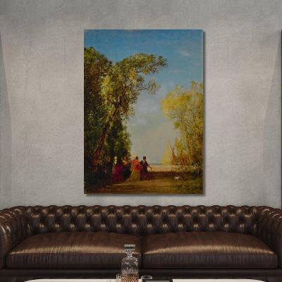 Interior Of A Garden In Venice Félix Ziem fzm47 canvas print 