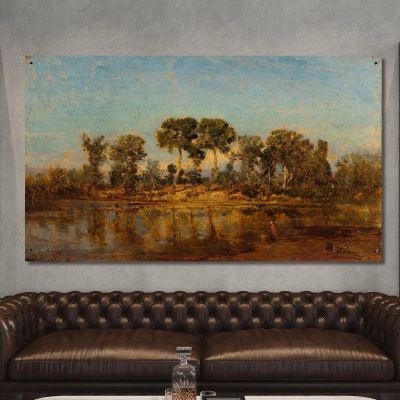 The Rhône Between Arles And Avignon Félix Ziem fzm74 canvas print 